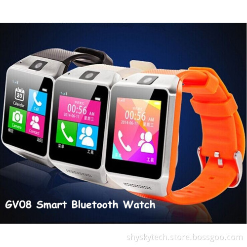 GV08 Bluetooth Smart Watch Phone 1.54" 1.3M camera TF and SIM card slot Pedometer Smart watch for Android support Multi language